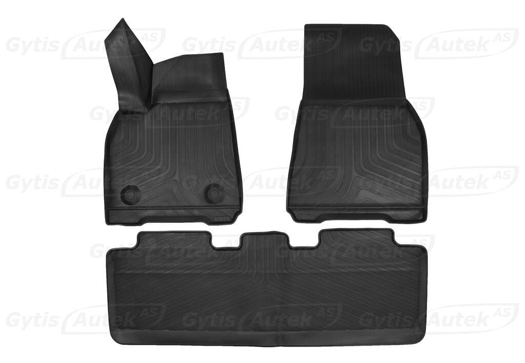 Gulvmatter. 3D Gummi med høy kant Tesla Model Y 2021-2025