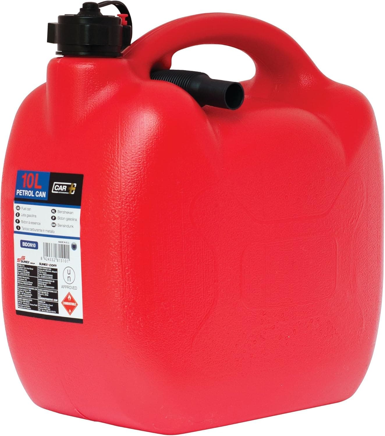 PETROL CAN 10 LIT. UN APPROVED W/FLEXIBL