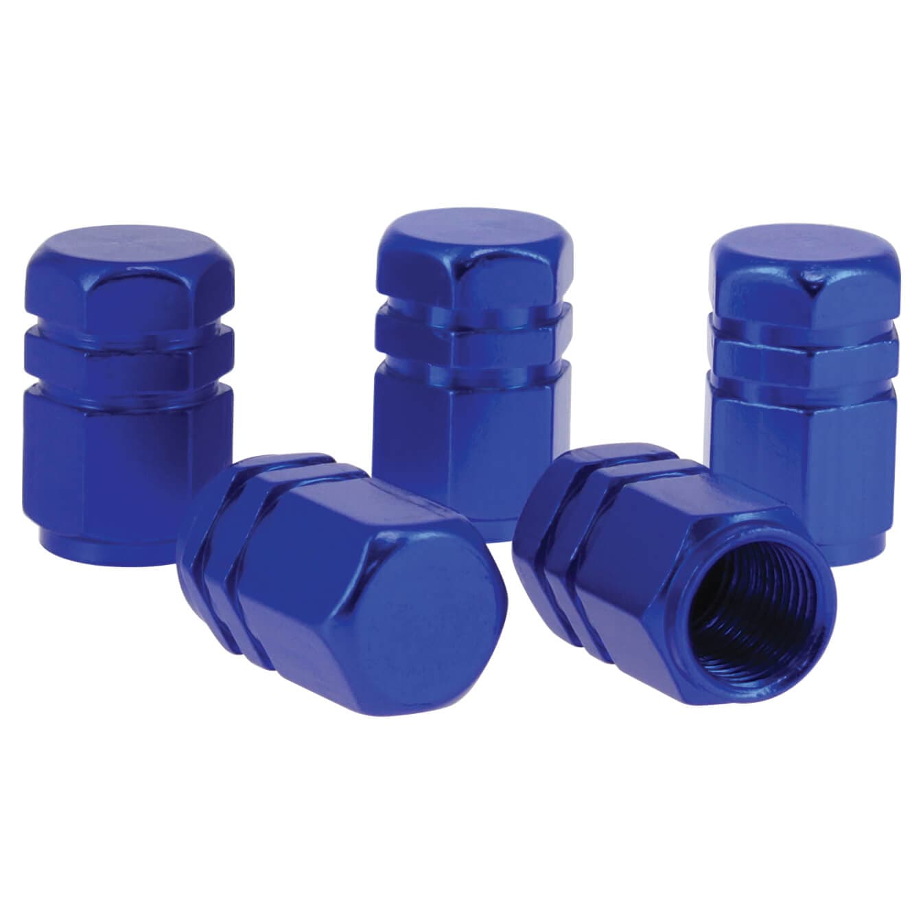 VALVE CAPS  ALUMINIUM HEXAG. BLUE