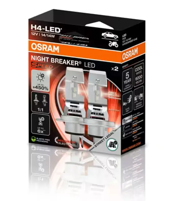 Lyspære, H4 Night Breaker SPEED LED 450